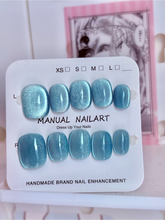 Other - 2 for $12 - 1.7cm long Size/width medium team Blue cateye Press-On Nail Set